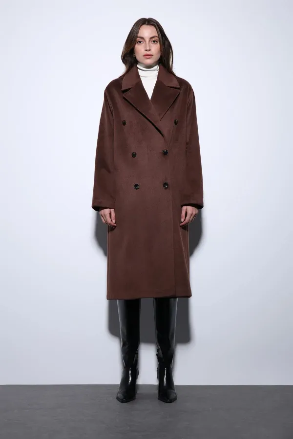 Antioch Coffee Double-Breasted Women's Coat