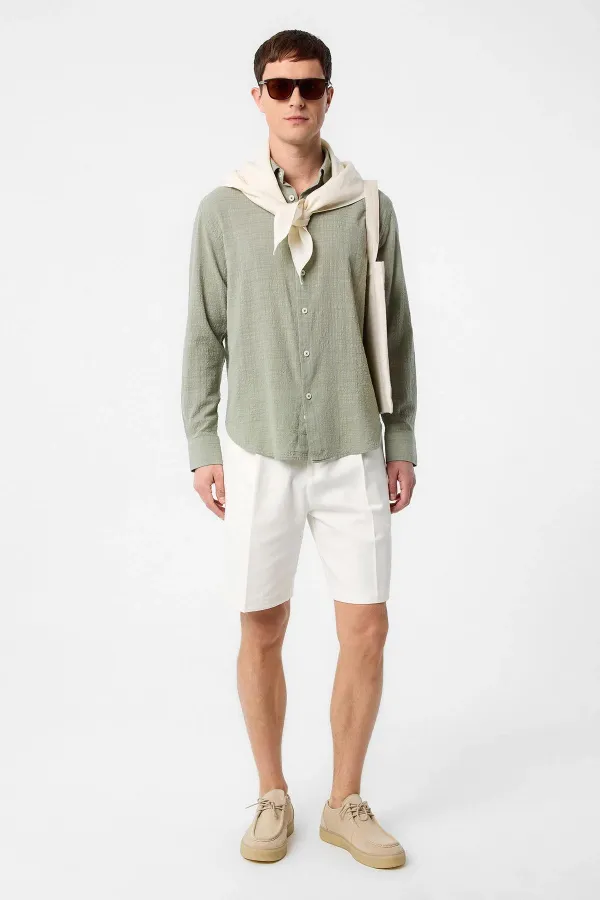Chemise texturée Antioch Khaki Relax Fit pour homme