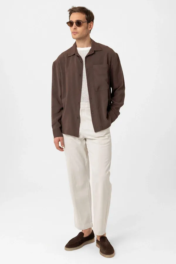 Chemise homme Antioch Coffee Relax Fit en tissu modal