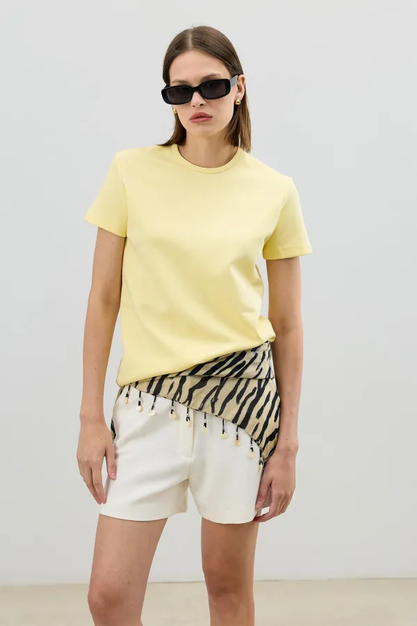 Antioch Sarı Basic Kadın T-Shirt