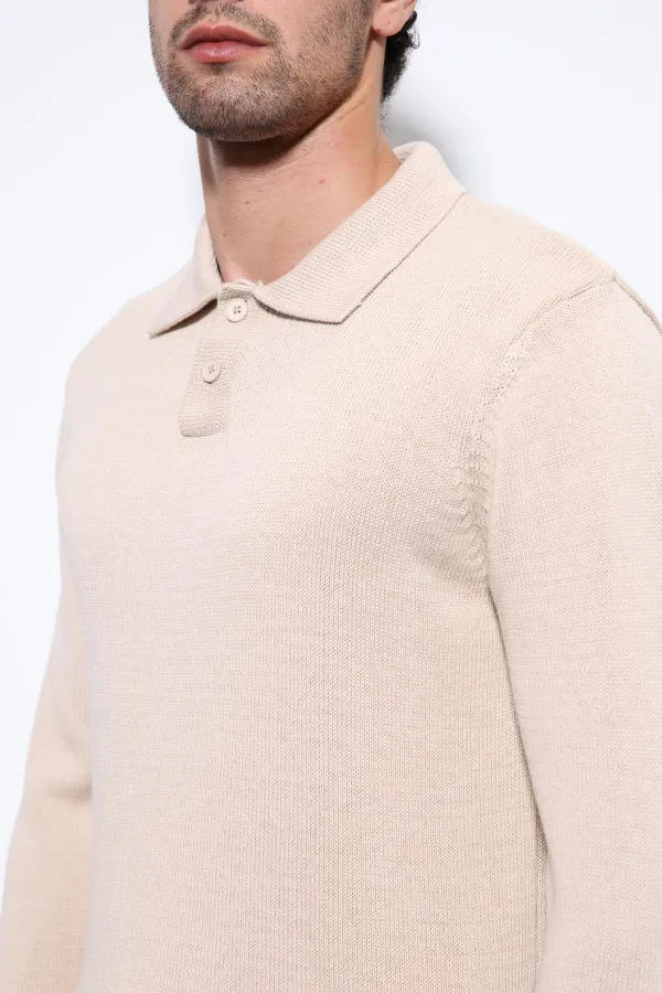 Pull basique pour homme Antioch beige à col polo