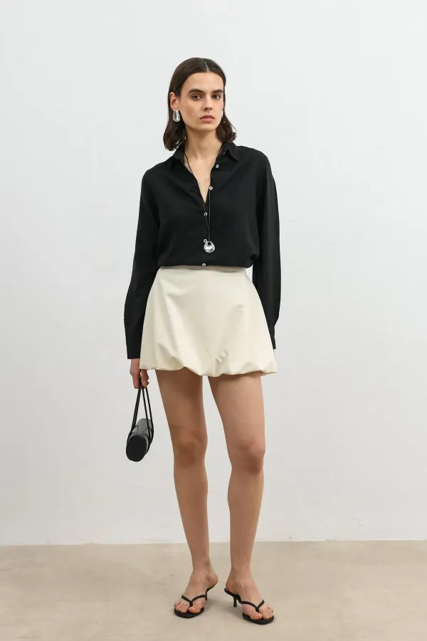 Chemise rayée Antioch Black 100 % lyocell pour femme avec mouchoir