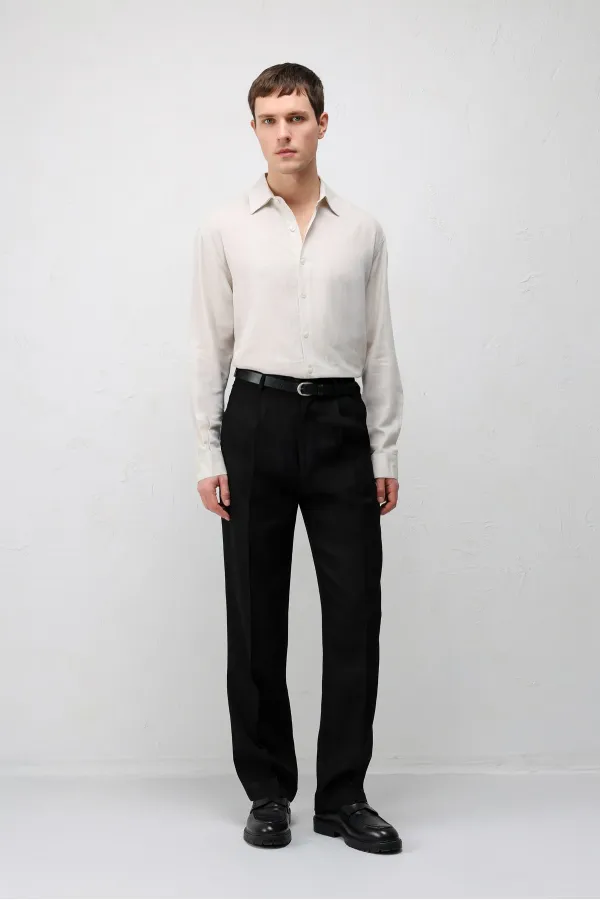 Chemise homme Antioch Stone en lin mélangé coupe décontractée