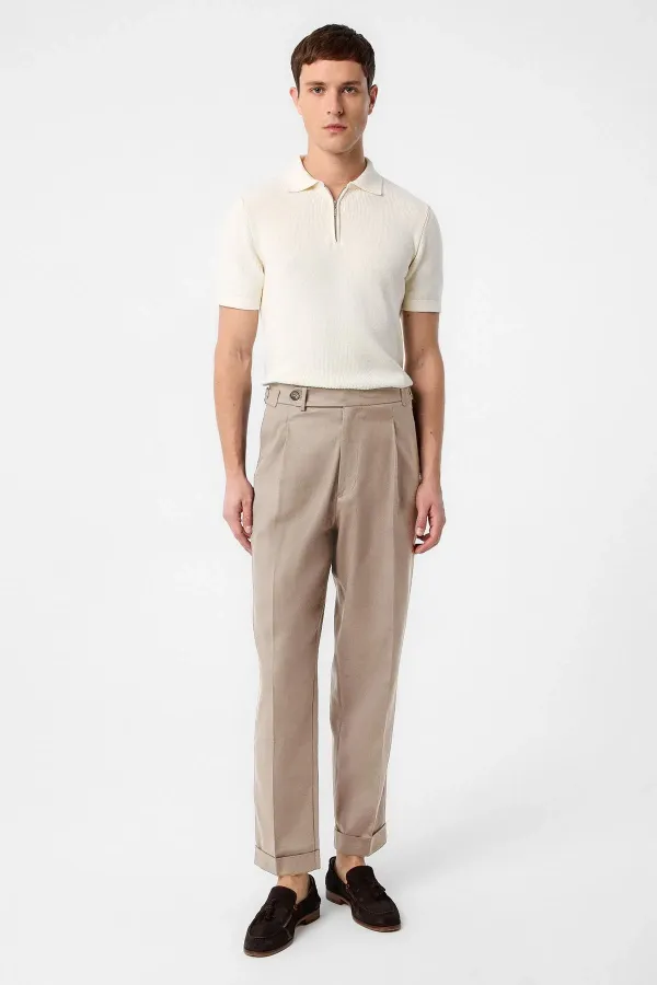 Antioch Bej İtalyan Kesim Yüksek Bel Erkek Pantolon