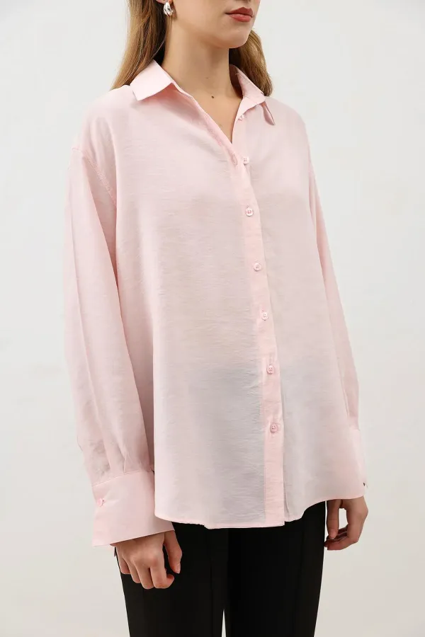 Antioch Pudra Dökümlü Oversize Kadın Gömlek
