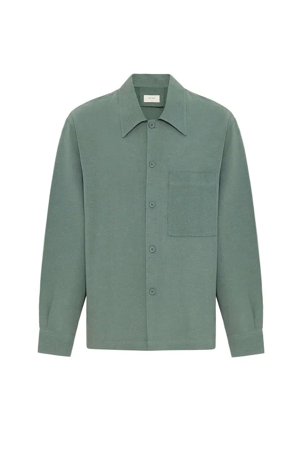 Chemise décontractée pour homme Antioch Green en lin mélangé