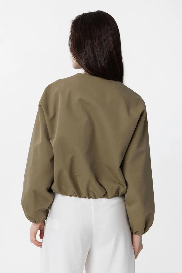 Antioch Khaki Crop Women's Bomber Jacket