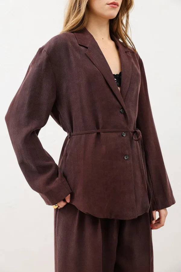 Veste cintrée drapée bordeaux Antioch