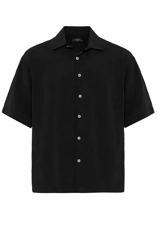 Antioch Black Short-Sleeved Oversize Men's Shirt