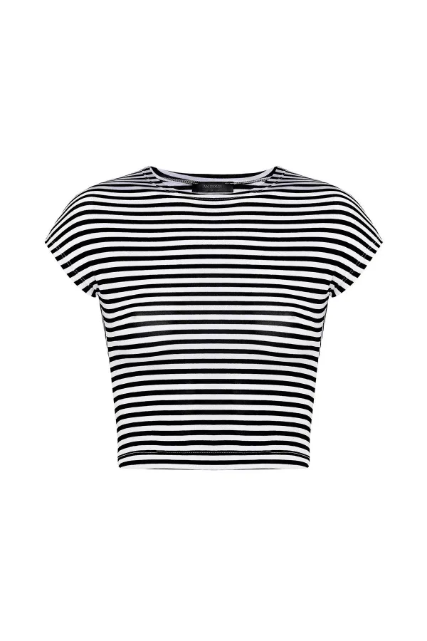 T-shirt rayé court noir Antioch pour femme