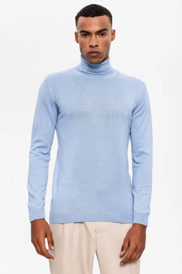 Pull en maille pour garçon Antioch Bebe bleu à col roulé