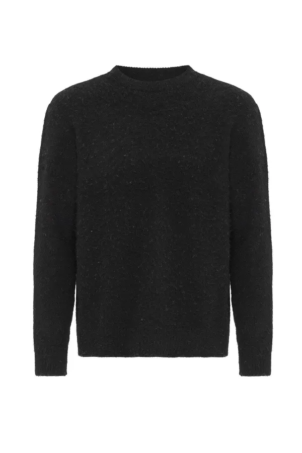 Antioch Siyah Yün Görünümlü Erkek Kazak