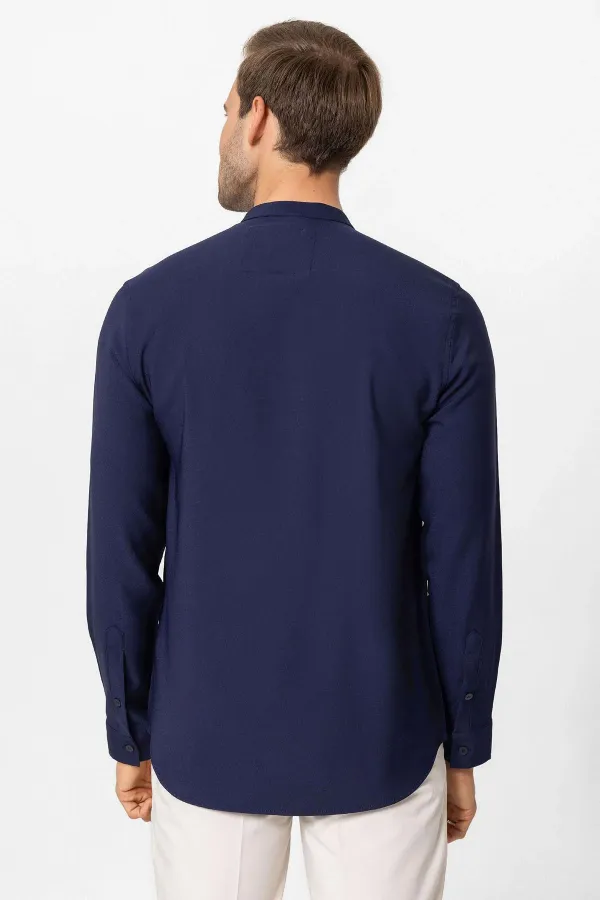Chemise homme Antioch Navy coupe classique col mandarin