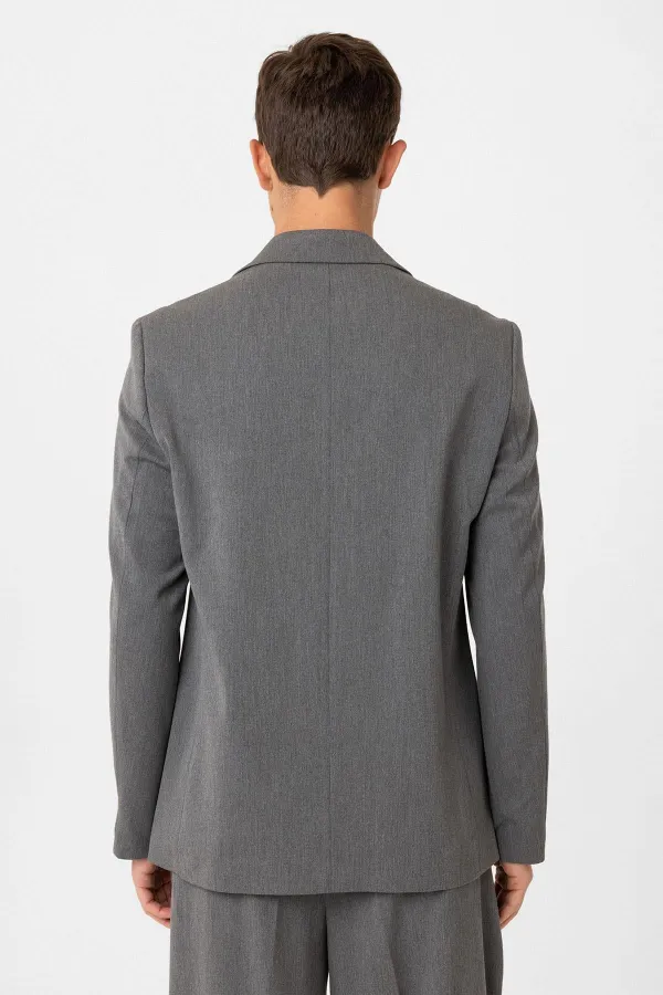 Antioch Grey Relax Fit Double-Breasted Men's Blazer Jacket