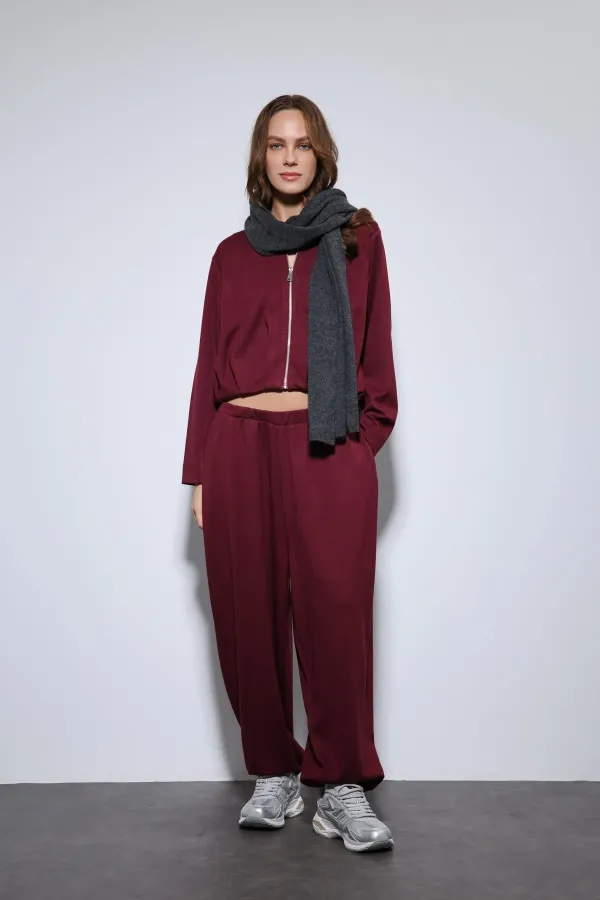 Antioch Bordo Volümlü Ceket Ve Paça Lastikli Eşofman Takım