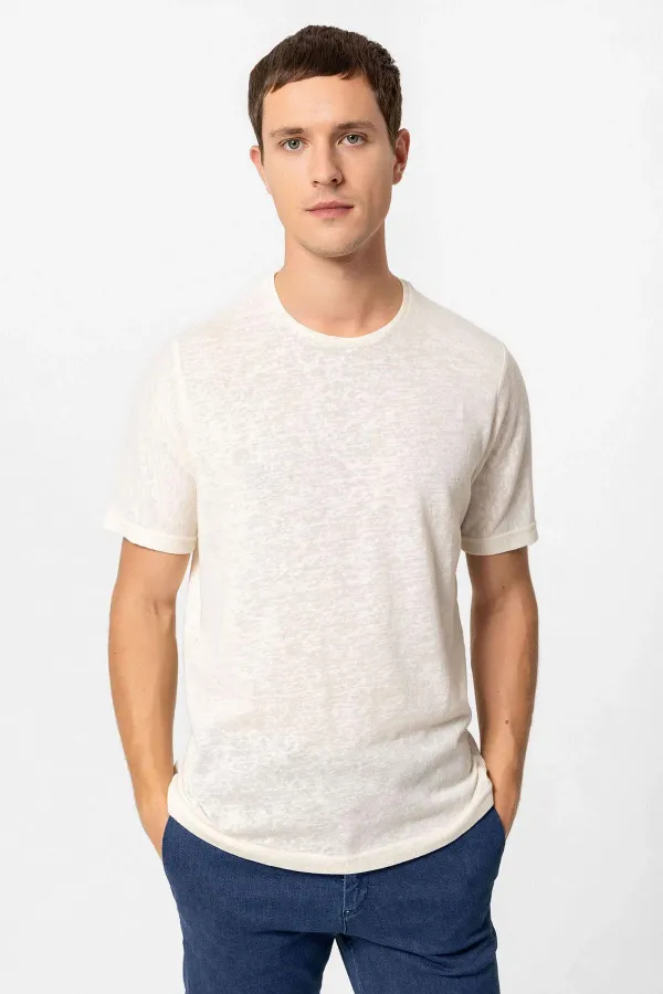 T-shirt homme Antioch Ecru Basic à col rond