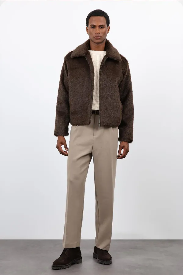 Antioch Kahve Yumuşak Dokulu Erkek Mont