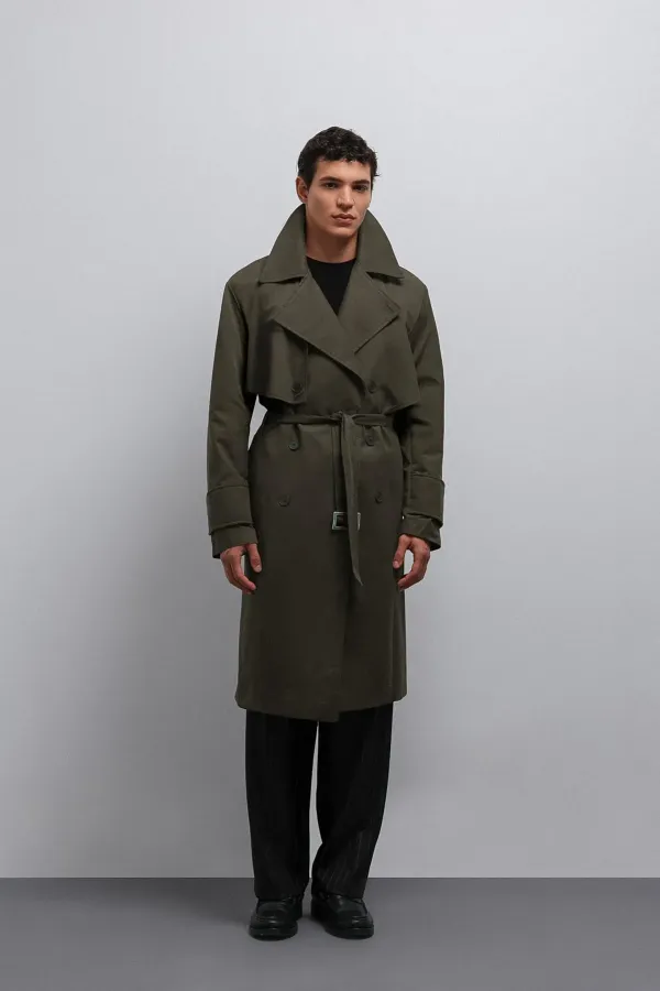 Trench-coat Antioch Khaki coupe décontractée pour homme