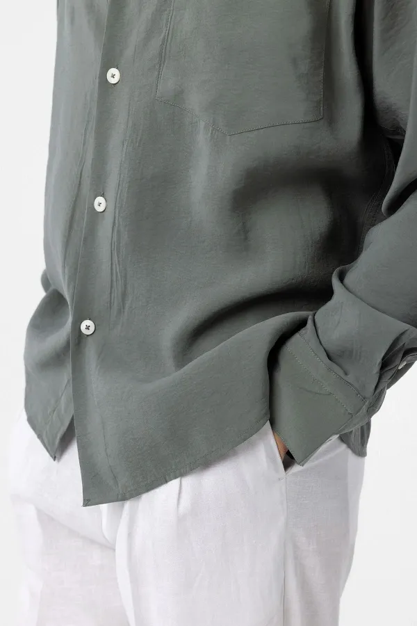 Antioch Haki Modal Kumaş Relax Fit Erkek Gömlek