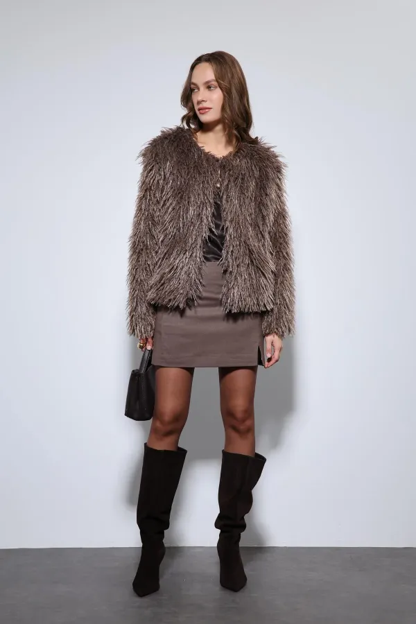 Antioch Kahve Suni Kürk Mont