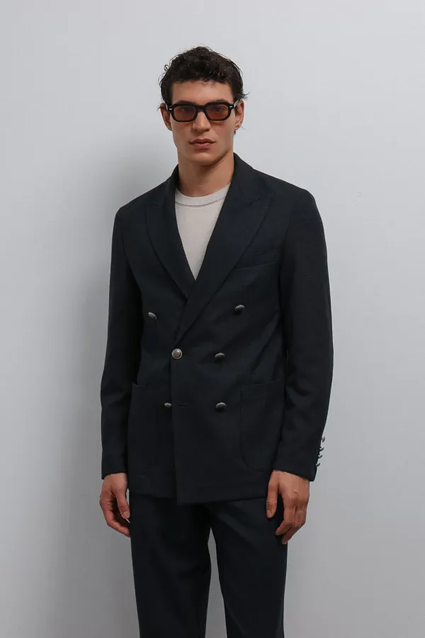 Veste blazer homme Antioch bleu marine non doublée à double boutonnage