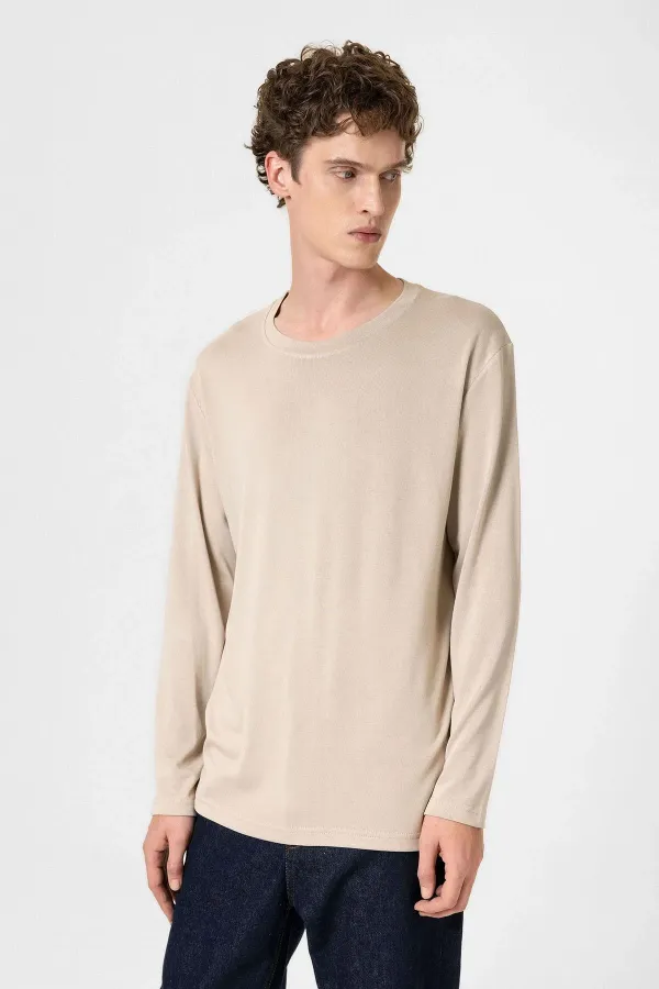 Antioch Beige Relaxed Fit Basic Men's T-Shirt