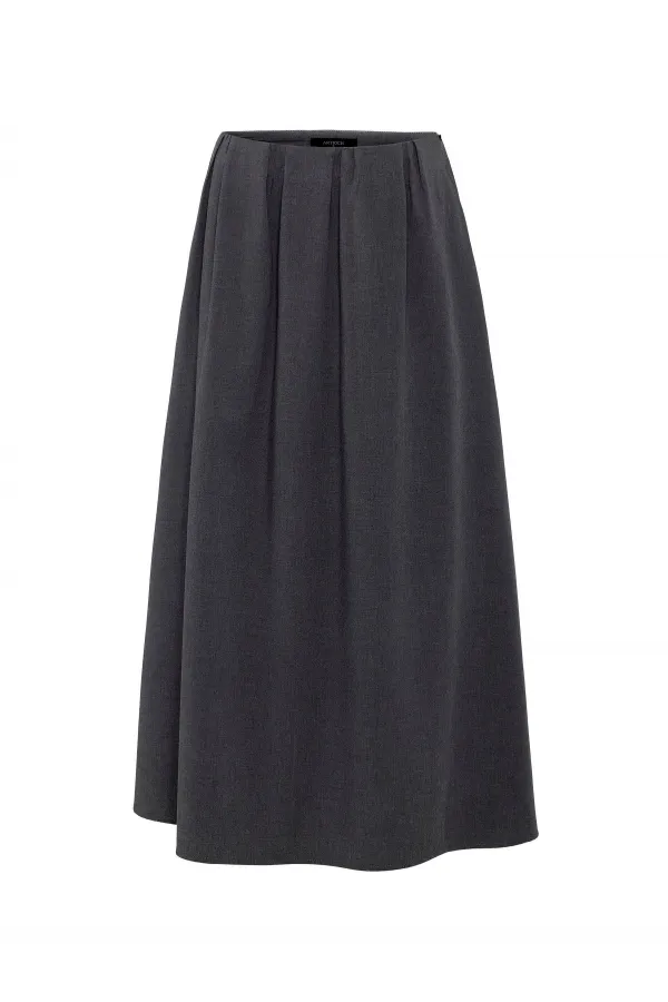 Antioch Gri Pilili Kadın Midi Etek