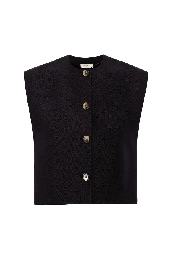 Gilet Antioch en lin mélangé noir pour femme