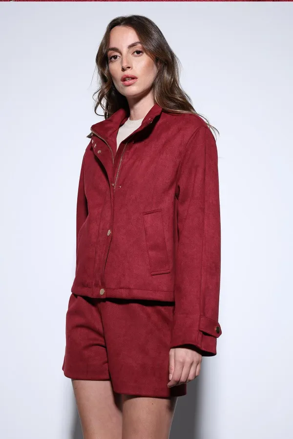 Veste bomber en daim bordeaux Antioch