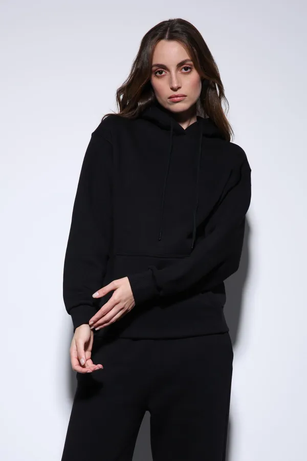 Antioch Black Hooded Basic Women's Sweatshirt