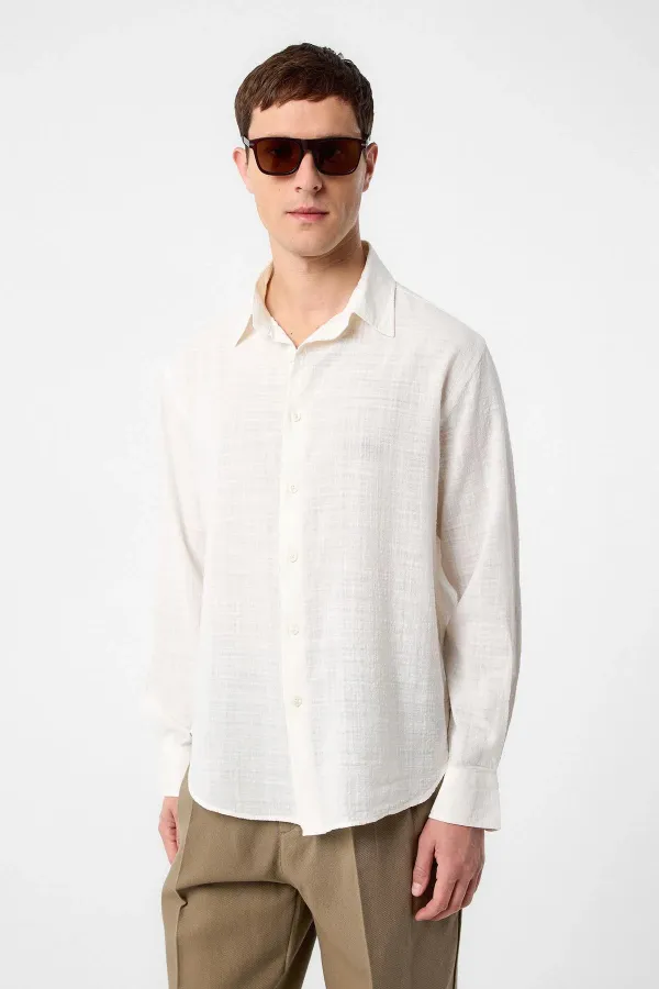 Antioch Ecru Relax Fit Textured Men's Shirt
