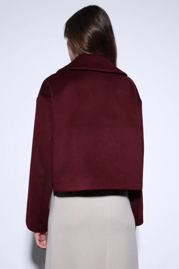 Antioch Bordo Kruvaze Kadın Kısa Kaban