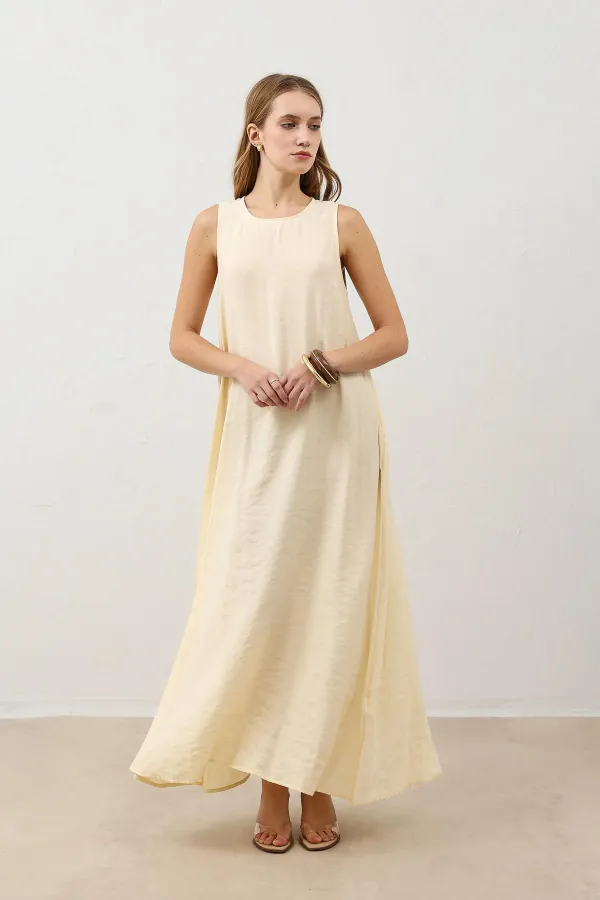 Robe midi jaune Antioch drapée à col halter