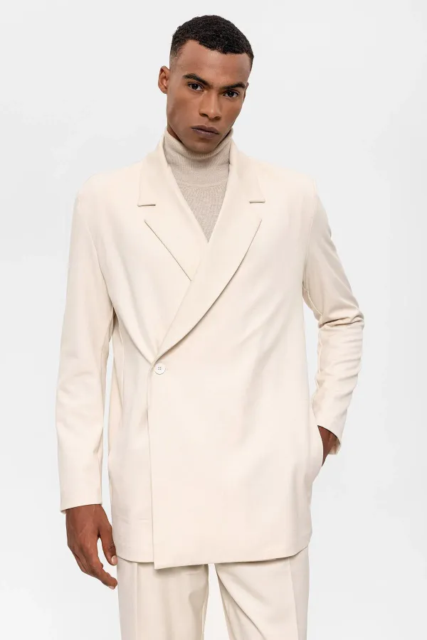 Blazer homme Antioch blanc cassé à double boutonnage avec poches dissimulées