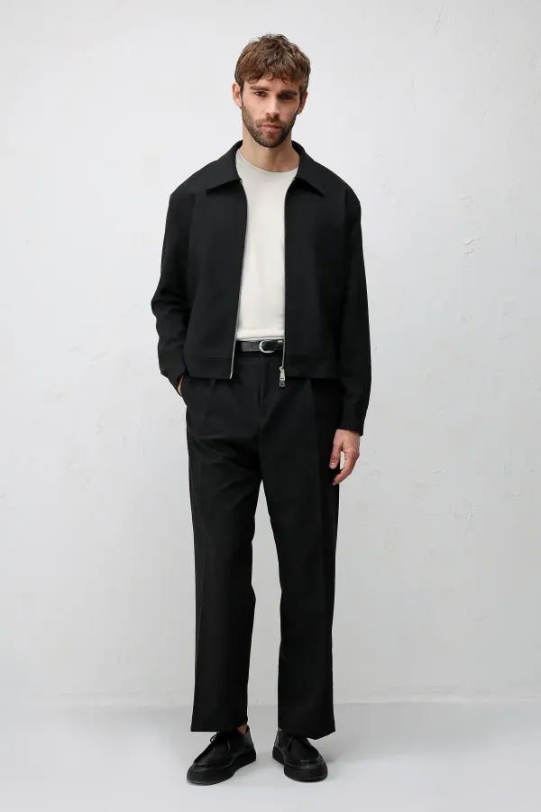 Veste Antioch noire à fermeture éclair et coupe décontractée pour homme