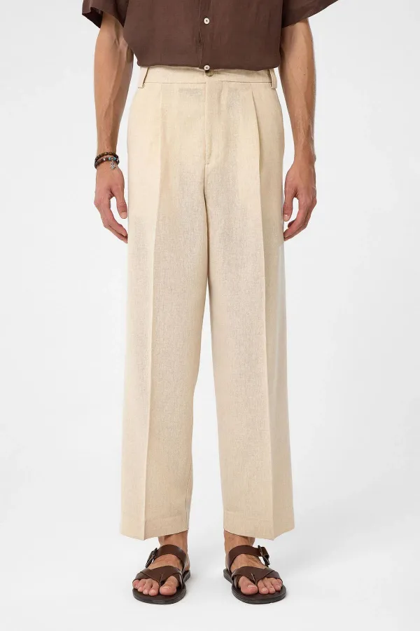 Antioch Stone High Waist Pleated Relax Fit Men's Trousers