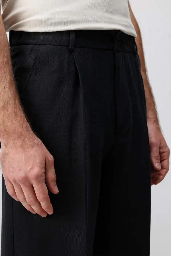 Antioch Black Lyocell Blend Men's Trousers