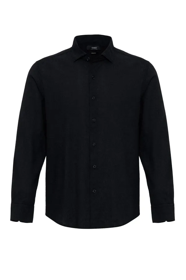 Antioch Black Linen Blend Men's Shirt