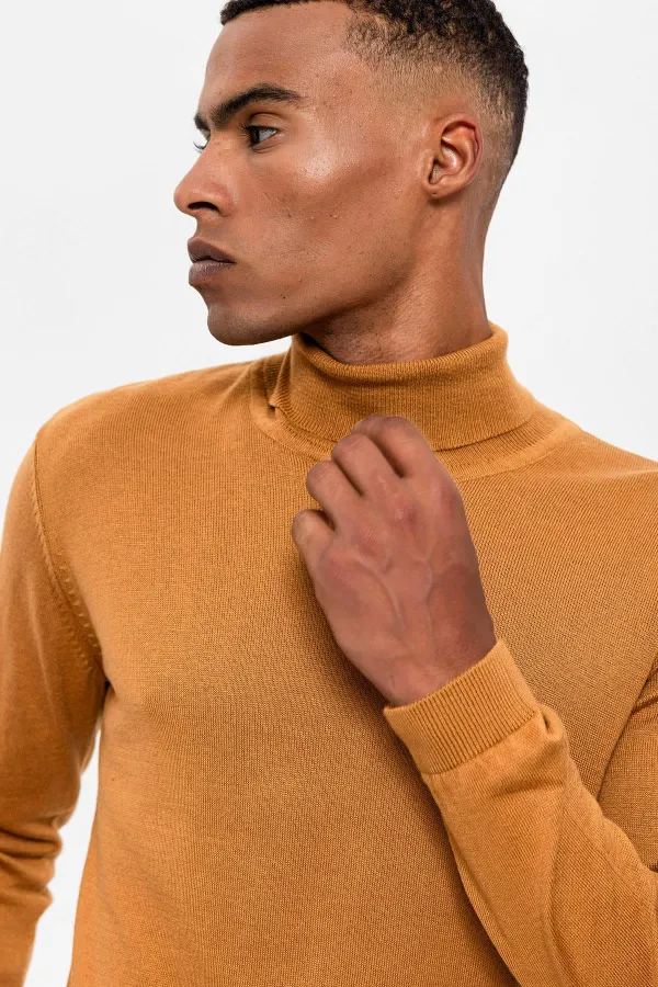 Antioch Tütün Tam Boğazlı Erkek Triko