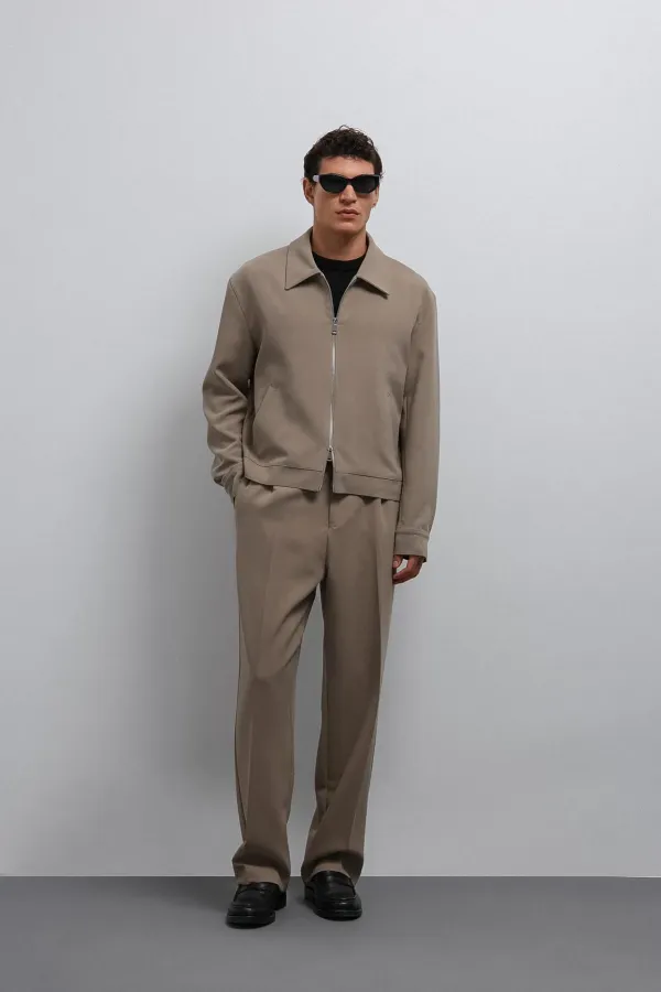 Veste de saison Antioch beige à fermeture éclair pour homme