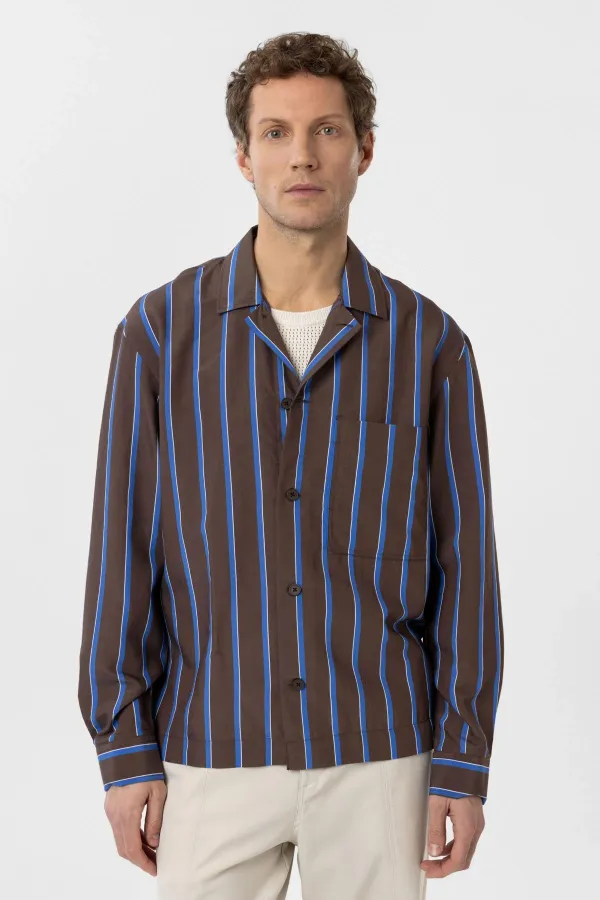 Antioch Coffee Relax Fit Striped Men's Shirt