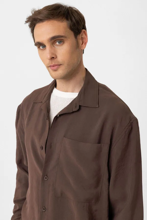Chemise homme Antioch Coffee Relax Fit en tissu modal