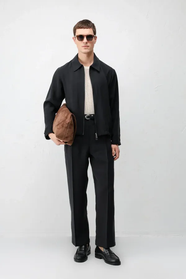 Antioch Black Lyocell Blend Summer Men's Jacket