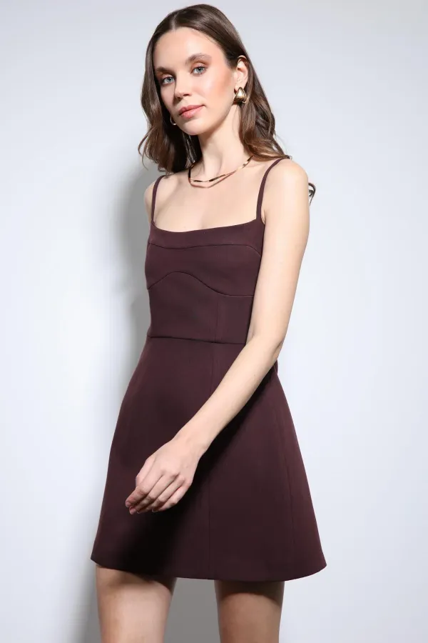 Antioch Bordo Askılı Elbise