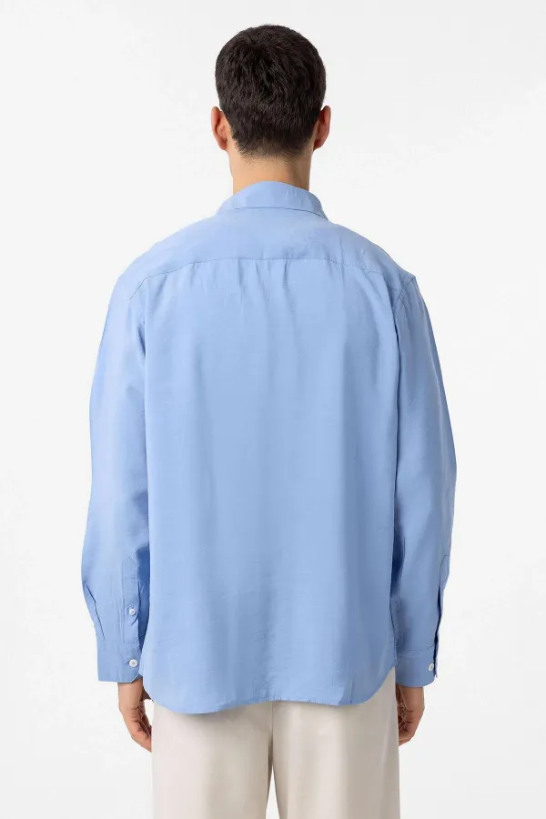 Antioch Mavi Modal Kumaş Relax Fit Erkek Gömlek