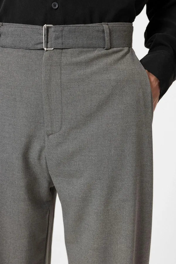 Antioch Gri Yüksek Bel Kemerli Erkek Pantolon