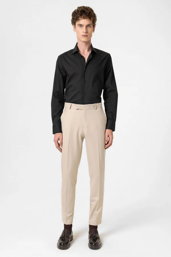 Antioch Beige Classic High-Waisted Men's Trousers