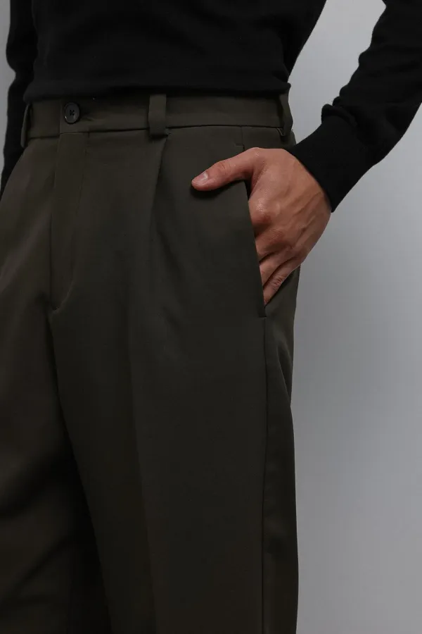 Antioch Haki Relax Fit Baggy Pilili Erkek Pantolon