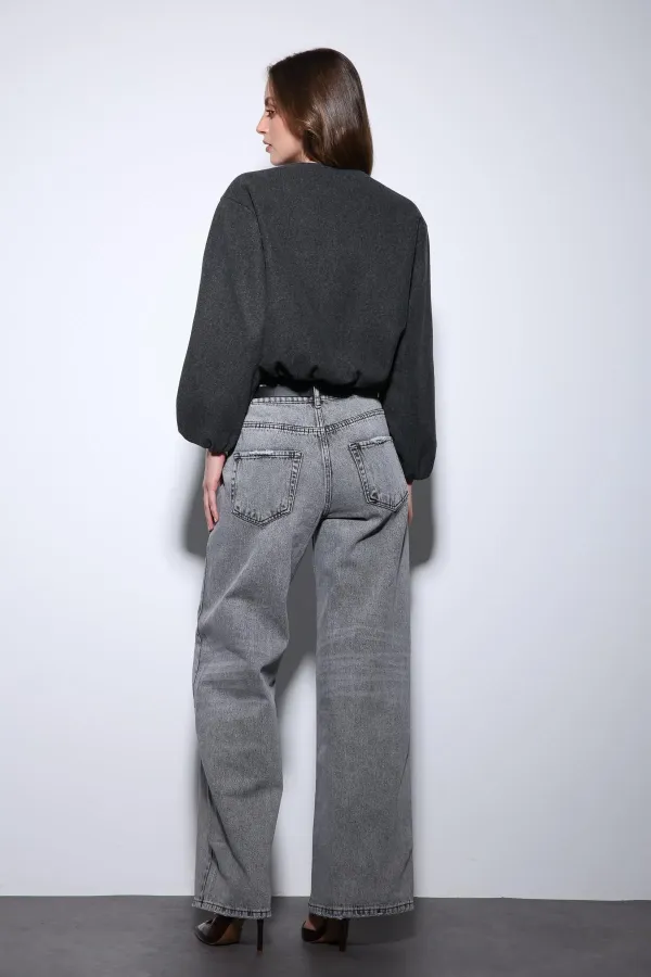 Veste courte Antioch anthracite pour femme avec taille élastique