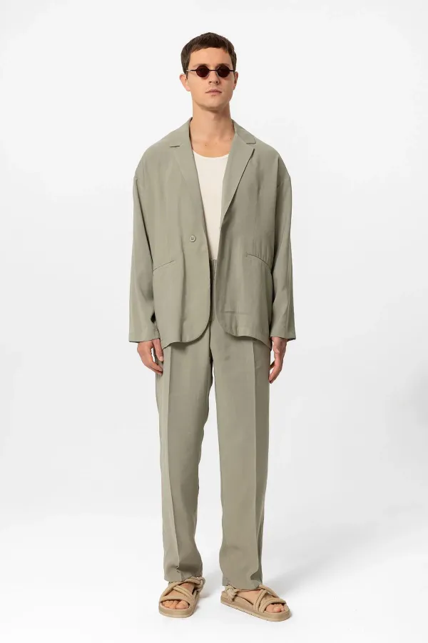 Antioch Haki Oversize Astarsız Erkek Blazer Ceket